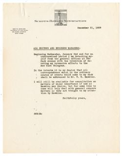 31 December 1928: To: All Editors and Business Managers: From: Roy W. Howard.