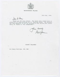 letter to Phillips, Henry