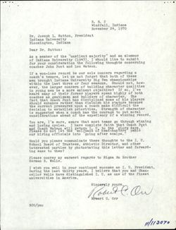Athletics, football boycott letters received, Nov. 1969-April 1970