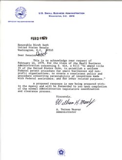 Letter from A. Vernon Weaver to Birch Bayh, February 28, 1979