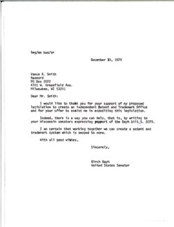 Letter from Birch Bayh to Vance A. Smith of Rexnord, December 13, 1979