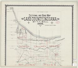 Sectional and road map, Lake County, Indiana