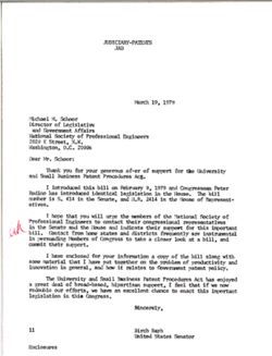 Letter from Birch Bayh to Michael M. Schoor of the National Society of Professional Engineers, March 19, 1979