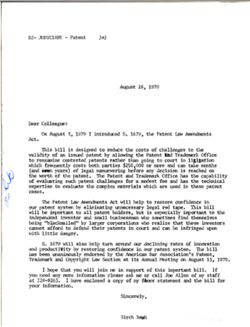 Dear Colleague letter from Birch Bayh re S. 1679, August 28, 1979