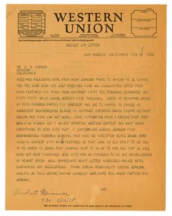 15 February 1938: To: George B. Parker. From: Roy W. Howard.