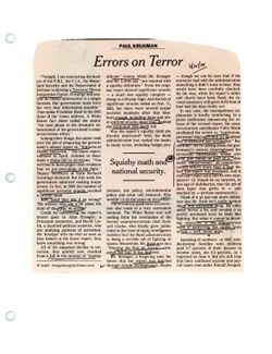 Paul Krugman, "Errors on Terror," New York Times, June 25, 2004