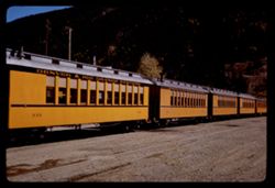 Rio Grande narrow gage passenger train at Silverton Colo.