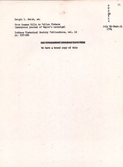 Indiana Historical Society Publications, Vol. XVI, No. III, edited by Dwight La Vern Smith, pp. 237-326.