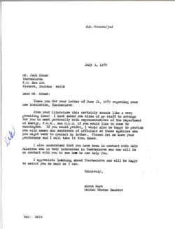Letter from Birch Bayh to Jack Ehman of Thermocurve, July 3, 1979