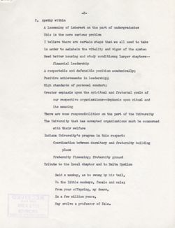 "Notes for Remarks Delta Upsilon Province Conference." -Marine Room Union Building February 12, 1955