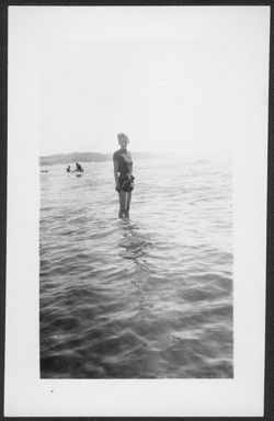 Martha Carmichael standing in water at Lake Wawasee, Indiana.