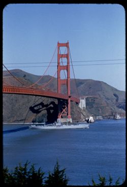 AG 39 of U S Navy The George Eastman under Golden Gate Bridge