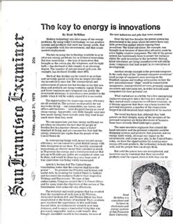 Brad McMillan, The key to energy is innovations,San Francisco Examiner, August 31, 1979
