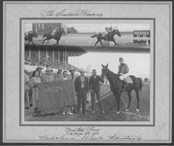 A composite photograph at a race track.