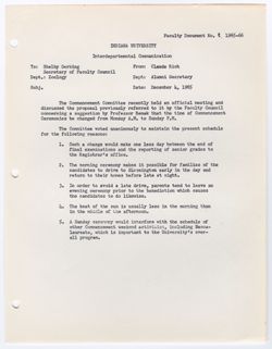 07:Letter from the Commencement Committee Concerning a Proposed Change in Time for Commencement, 04 December 1964