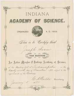 Indiana Academcy of Science Membership 1893