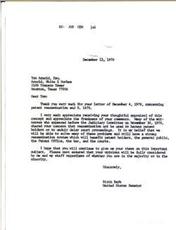 Letter from Birch Bayh to Tom Arnold, December 12, 1979