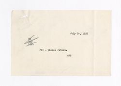 19 July 1939: To: Alford J. Williams. From: Roy W. Howard.