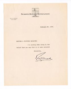 20 February 1939: To: Editors & Business Managers: From: Roy W. Howard.