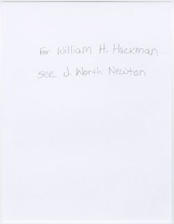 Hackman, William H.- World War I