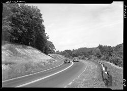Road near scene beyond Reddick's, state road 46, showing curves in road, two cars