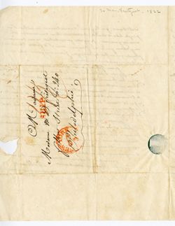 [Monsieur] AVILLEAUD, inspecteur du douane au havre, Le Harve. To M[arie] D. FRETAGEOT, Filbert Street No 240, Philadelphia., 1822 Aug. 16
