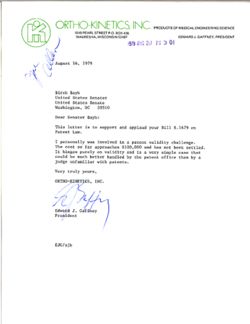 Letter from Edward J. Gaffney to Birch Bayh, August 16, 1979