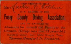 Membership Card, Posey County Driving Associaton