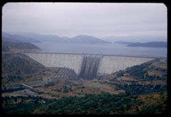 Shasta Dam from heights at south.