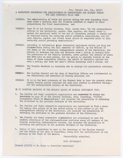 13a: A Resolution by the Student Senate Concerning the Administering of Examinations and Quizzes during the Week Preceding Finals Week, ca. 18 April 1961