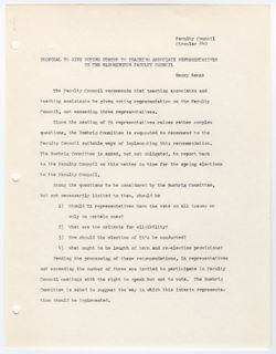 49: Proposal to Give Voting Status to Teaching Associate Representatives on the Bloomington Faculty Council, ca. 07 January 1969