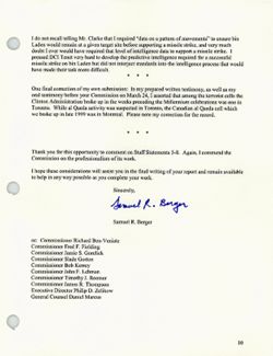 Letter from Samuel R. Berger to Thomas H. Kean and Lee H. Hamilton re Comments on Staff Statements 5-8, May 13, 2004