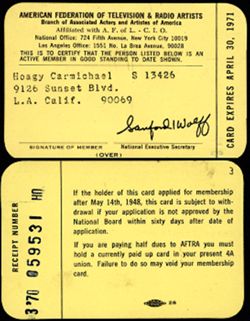 American Federation of Television & Radio. Membership card.