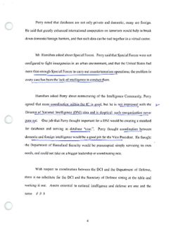 Memorandum for the Record, Meeting with former Secretary of Defense William Perry, prepared by Chris Kojm, April 12, 2004